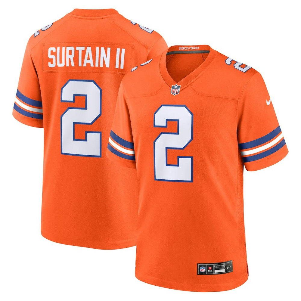 Patrick Surtain II Denver Broncos Mile High Collection 1977 Throwback Player Game Jersey - Orange Jerseys
