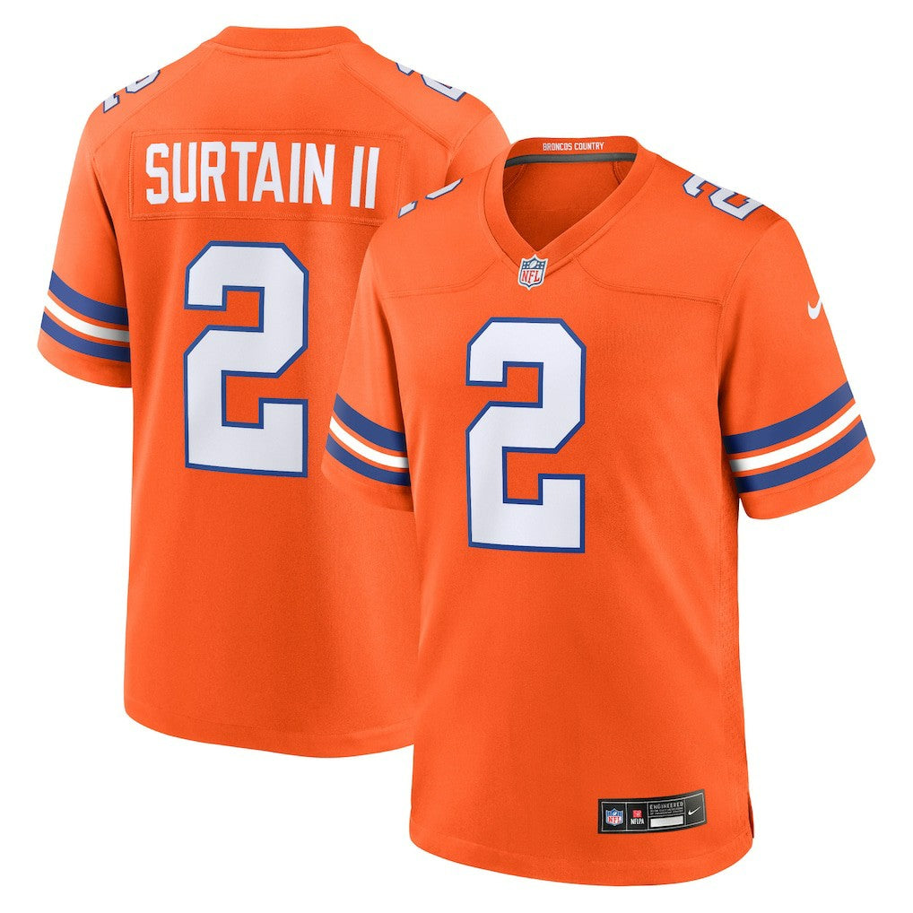 Patrick Surtain II Denver Broncos Mile High Collection 1977 Throwback Player Game Jersey - Orange Jerseys