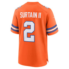 Patrick Surtain II Denver Broncos Mile High Collection 1977 Throwback Player Game Jersey - Orange Jerseys