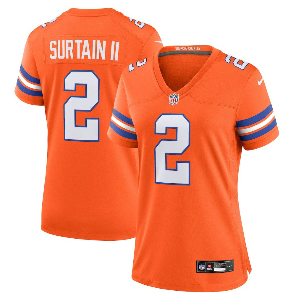 Patrick Surtain II Denver Broncos Women's Mile High Collection 1977 Throwback Player Game Jersey - Orange Jerseys