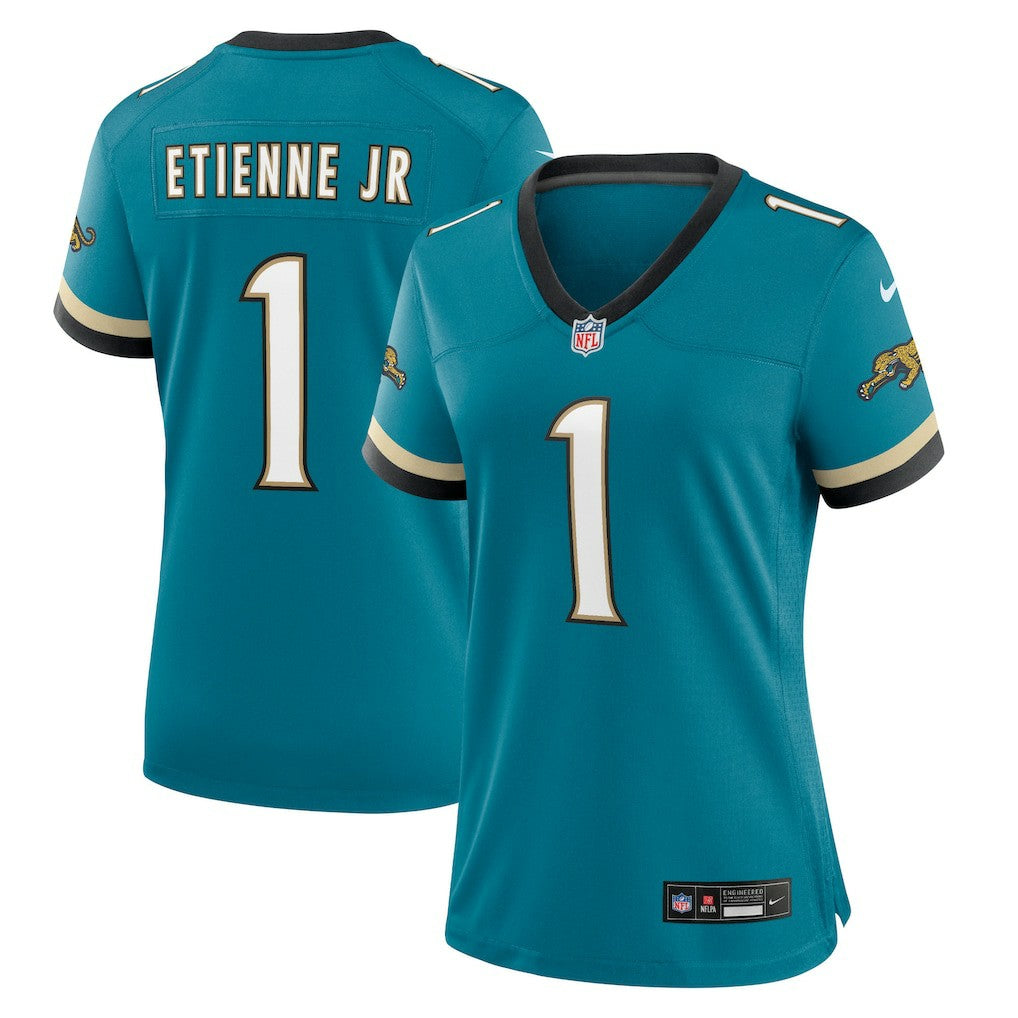 Travis Etienne Jr Jacksonville Jaguars Women's Prowler Throwback Game Jersey - Teal Jerseys