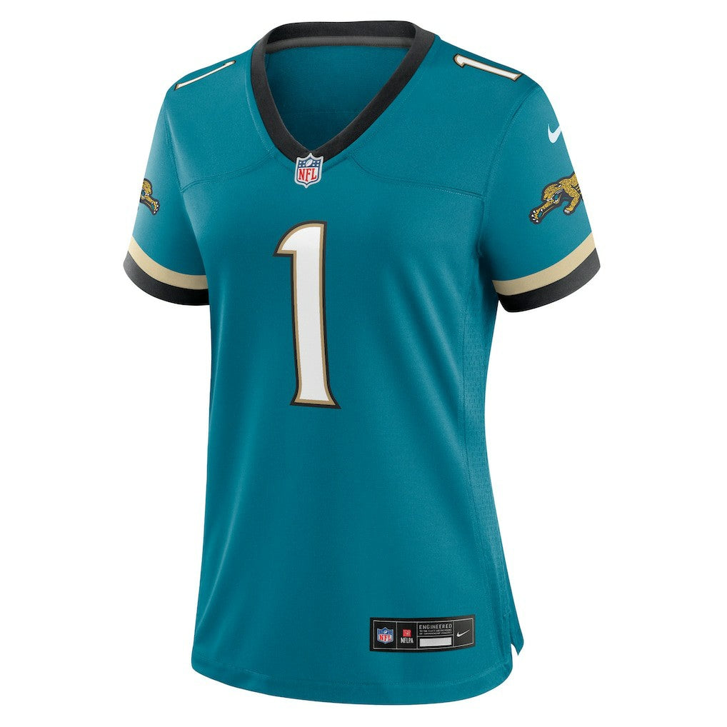 Travis Etienne Jr Jacksonville Jaguars Women's Prowler Throwback Game Jersey - Teal Jerseys