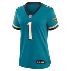 Travis Etienne Jr Jacksonville Jaguars Women's Prowler Throwback Game Jersey - Teal Jerseys