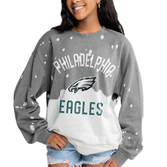 Philadelphia Eagles Gameday Couture Women's Oversized Coin Toss Faded French Terry Tri-Blend Pullover Sweatshirt - Gray Pullover