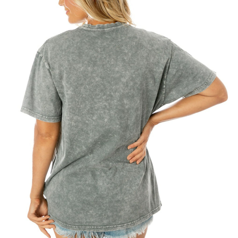 Baltimore Ravens Gameday Couture Women's Tackle Titan Boyfriend Washed T-Shirt - Gray T-shirts