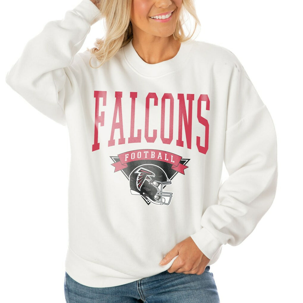 Atlanta Falcons Gameday Couture Women's Oversized Yard Line Tri-Blend Pullover Sweatshirt - White Pullover