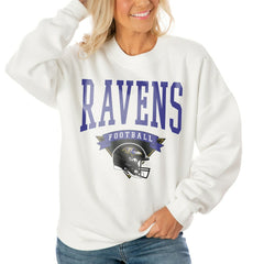 Baltimore Ravens Gameday Couture Women's Oversized Yard Line Tri-Blend Pullover Sweatshirt - White Pullover