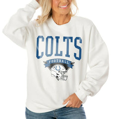 Indianapolis Colts Gameday Couture Women's Oversized Yard Line Tri-Blend Pullover Sweatshirt - White Pullover