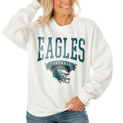 Philadelphia Eagles Gameday Couture Women's Oversized Yard Line Tri-Blend Pullover Sweatshirt - White Pullover
