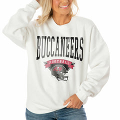 Tampa Bay Buccaneers Gameday Couture Women's Oversized Yard Line Tri-Blend Pullover Sweatshirt - White Pullover