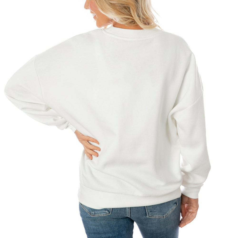 Dallas Cowboys Gameday Couture Women's Oversized Yard Line Tri-Blend Pullover Sweatshirt - White Pullover