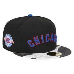 Chicago Cubs New Era Metallic Camo 59FIFTY Fitted Hat - Black Hats