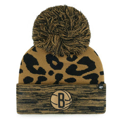 Brooklyn Nets '47 Women's Rosette Cuffed Knit Hat with Pom Leopard - 47 brand