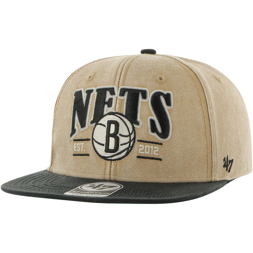 Brooklyn Nets '47 Chilmark Captain Snapback Khaki/Black - 47 brand