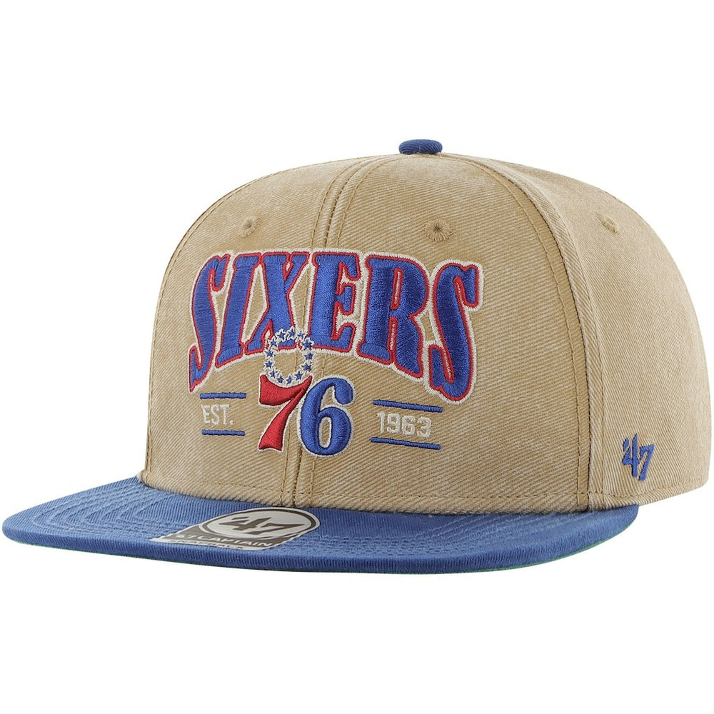 Philadelphia 76ers '47 Chilmark Captain Snapback Khaki/Royal - 47 brand