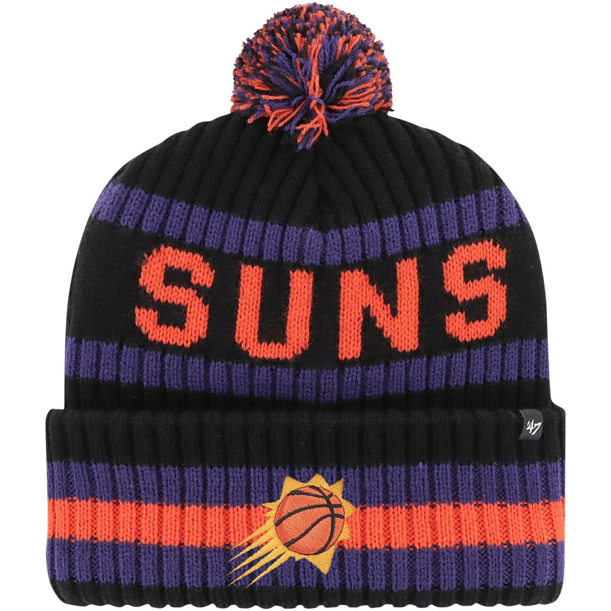 Phoenix Suns '47 Bering Cuffed Knit Hat with Pom Black - 47 brand