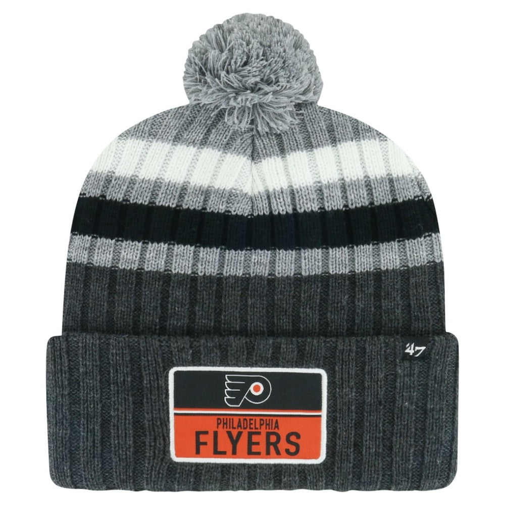 Philadelphia Flyers '47 Stack Patch Cuffed Knit Hat with Pom - Gray | US 200568090