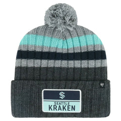 Seattle Kraken '47 Stack Patch Cuffed Knit Hat with Pom - Gray | US 200568093