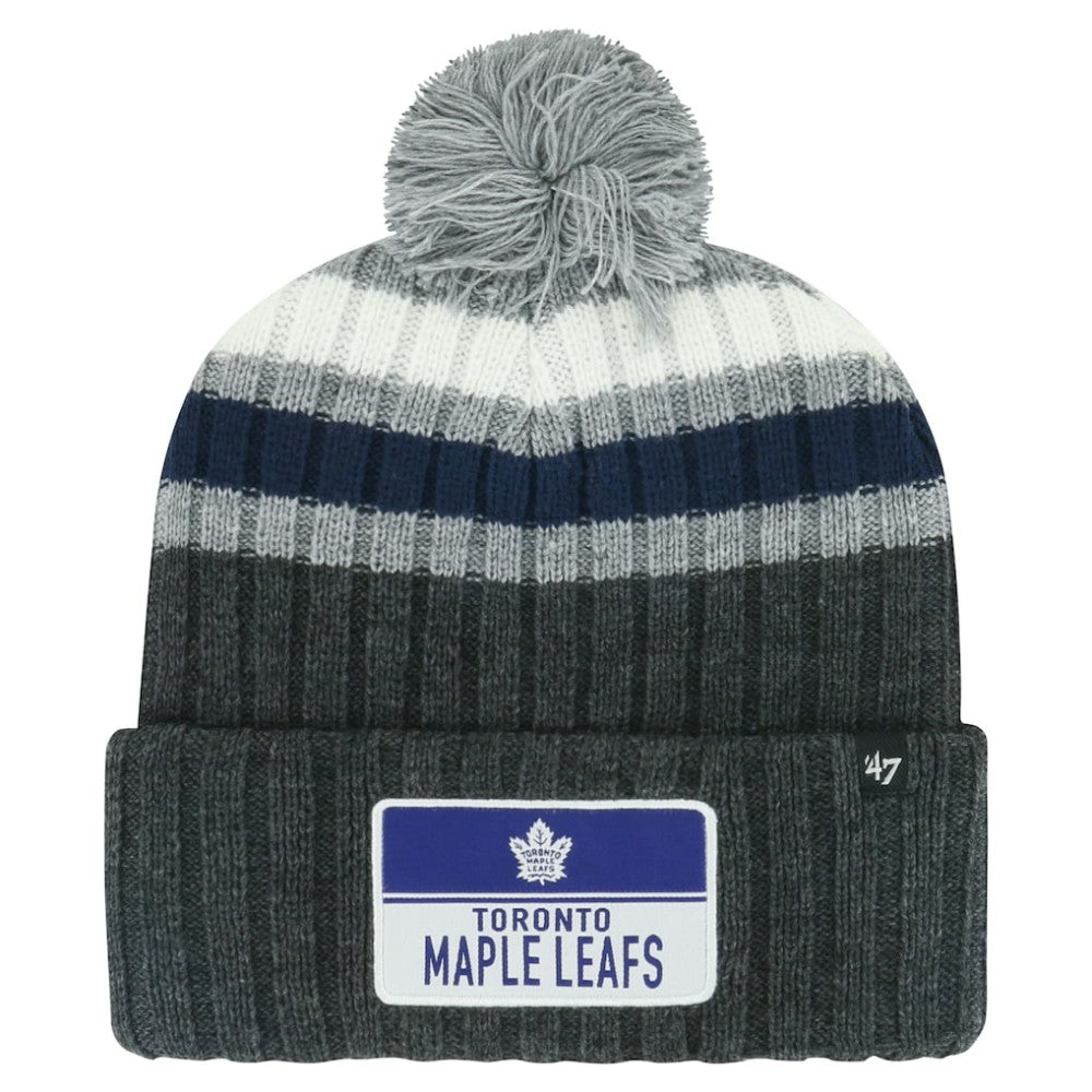 Toronto Maple Leafs '47 Stack Patch Cuffed Knit Hat with Pom - Gray | US 200568095