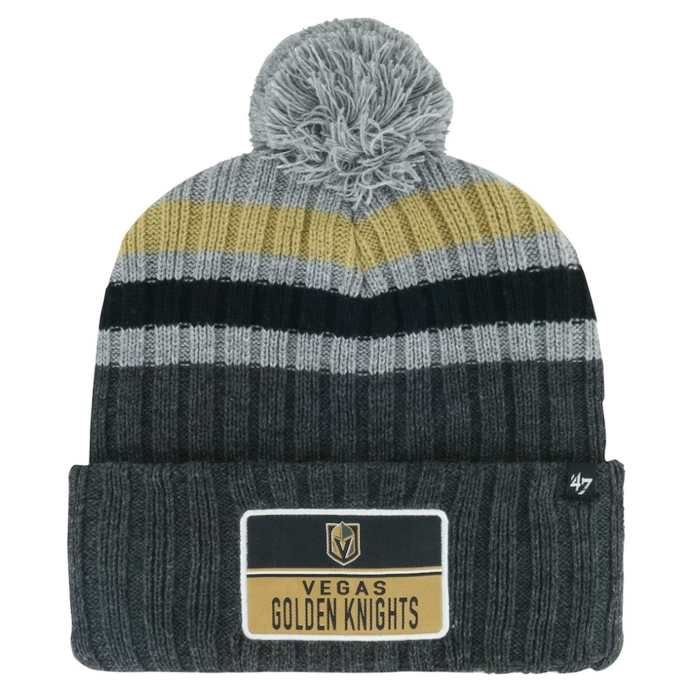 Vegas Golden Knights '47 Stack Patch Cuffed Knit Hat with Pom - Gray | US 200568096