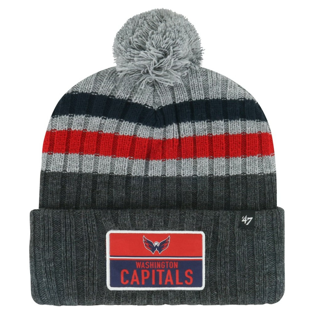 Washington Capitals '47 Stack Patch Cuffed Knit Hat with Pom - Gray | US 200568097
