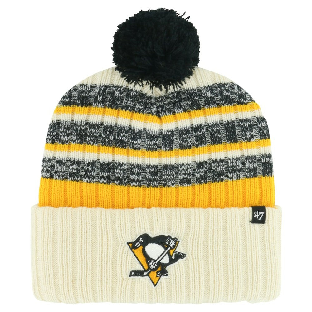 Pittsburgh Penguins '47 Tavern Cuffed Knit Hat with Pom - Cream | US 200568111