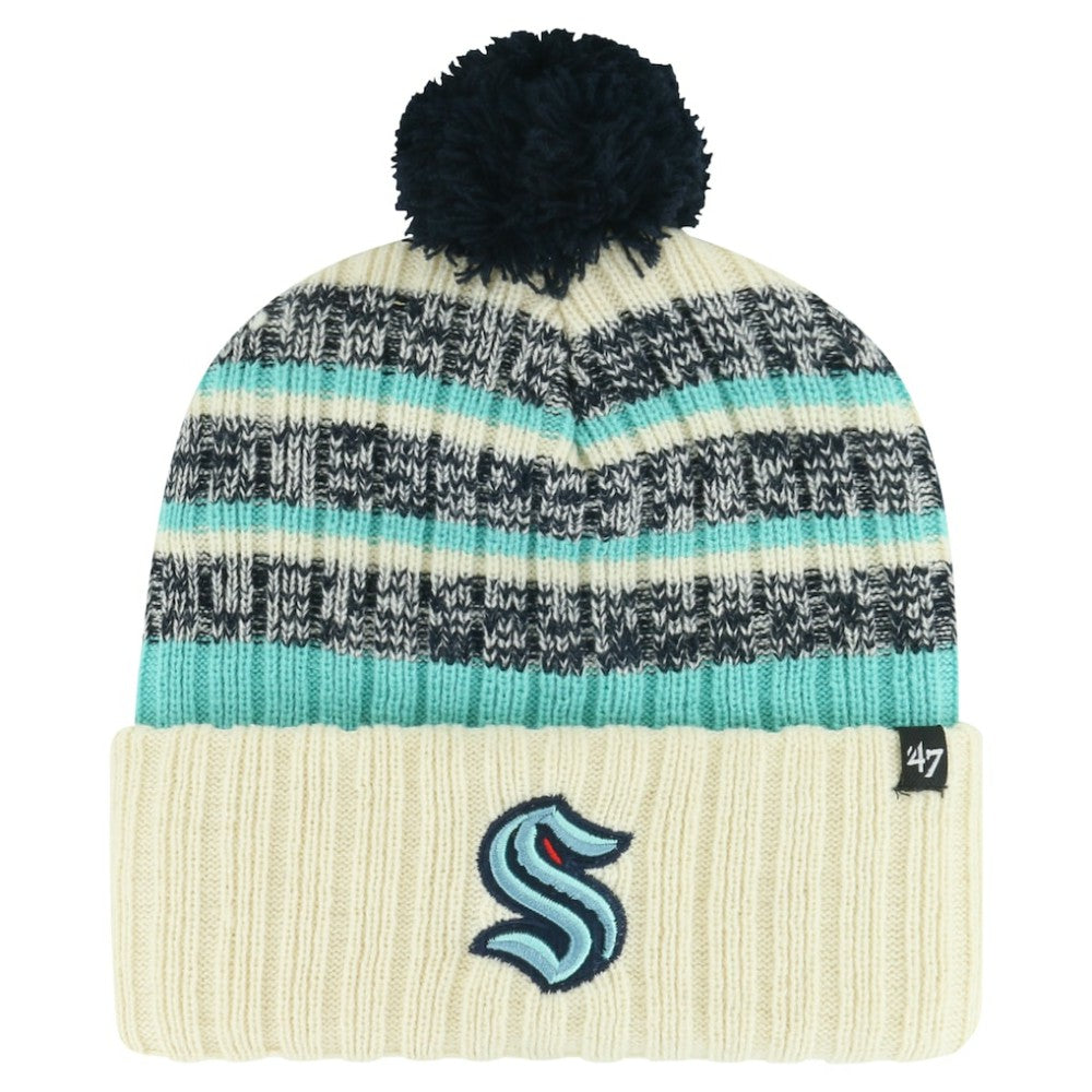 Seattle Kraken '47 Tavern Cuffed Knit Hat with Pom - Cream | US 200568112