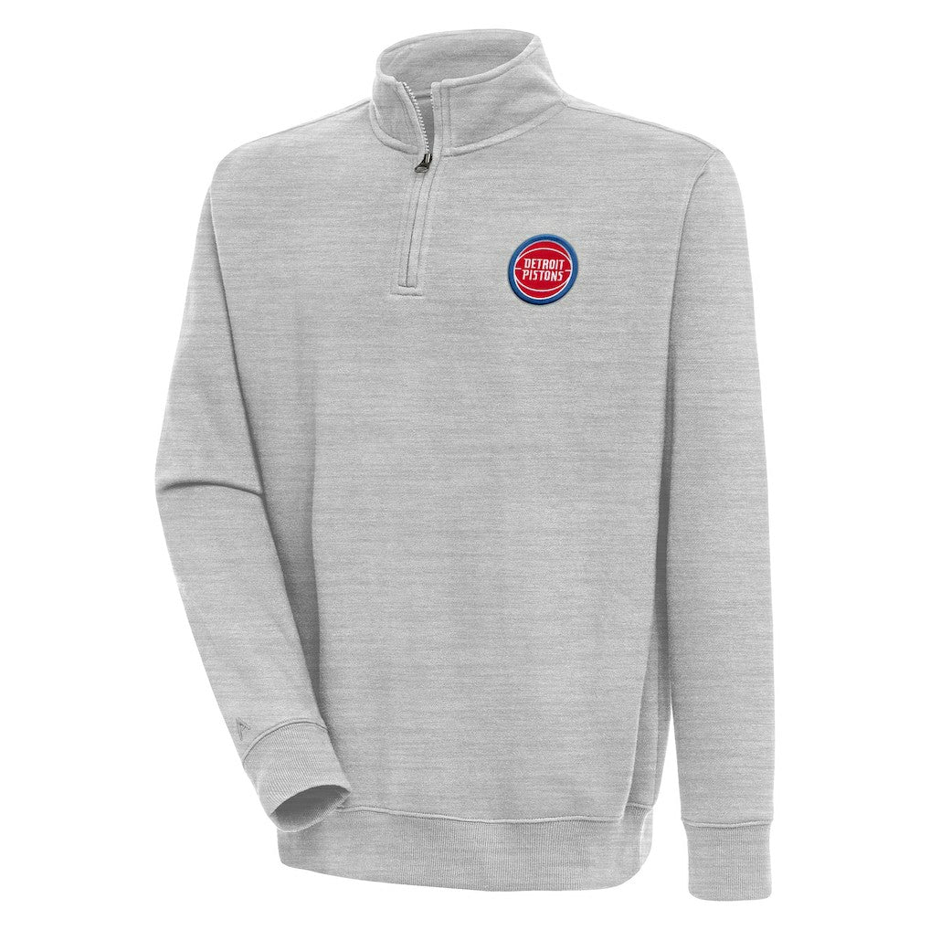 Detroit Pistons Antigua Victory Quarter-Zip Pullover Top Heather Gray
