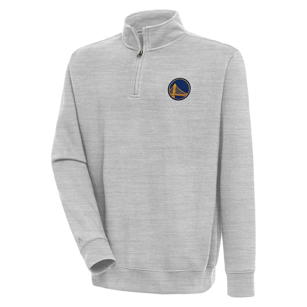 Golden State Warriors Antigua Victory Quarter-Zip Pullover Top Heather Gray