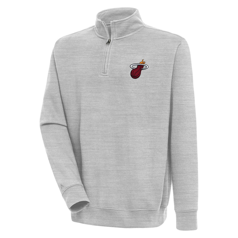 Miami Heat Antigua Victory Quarter-Zip Pullover Top Heather Gray outlet