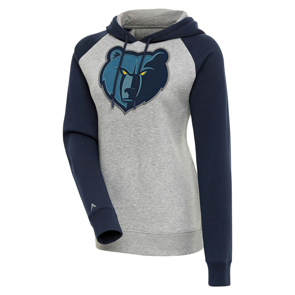 Memphis Grizzlies Antigua Women's Victory Raglan Sleeve Pullover Hoodie Heather Gray/Navy