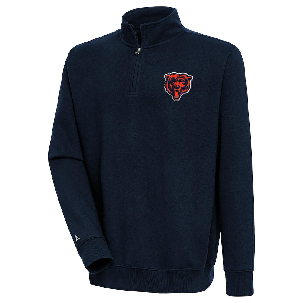 Chicago Bears Antigua Victory Quarter-Zip Pullover Top - Navy Pullover