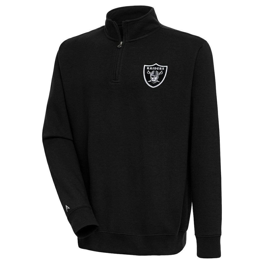 Las Vegas Raiders Antigua Victory Quarter-Zip Pullover Top - Black Pullover