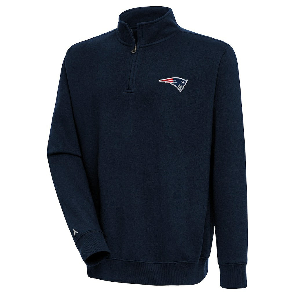 New England Patriots Antigua Victory Quarter-Zip Pullover Top - Navy Pullover