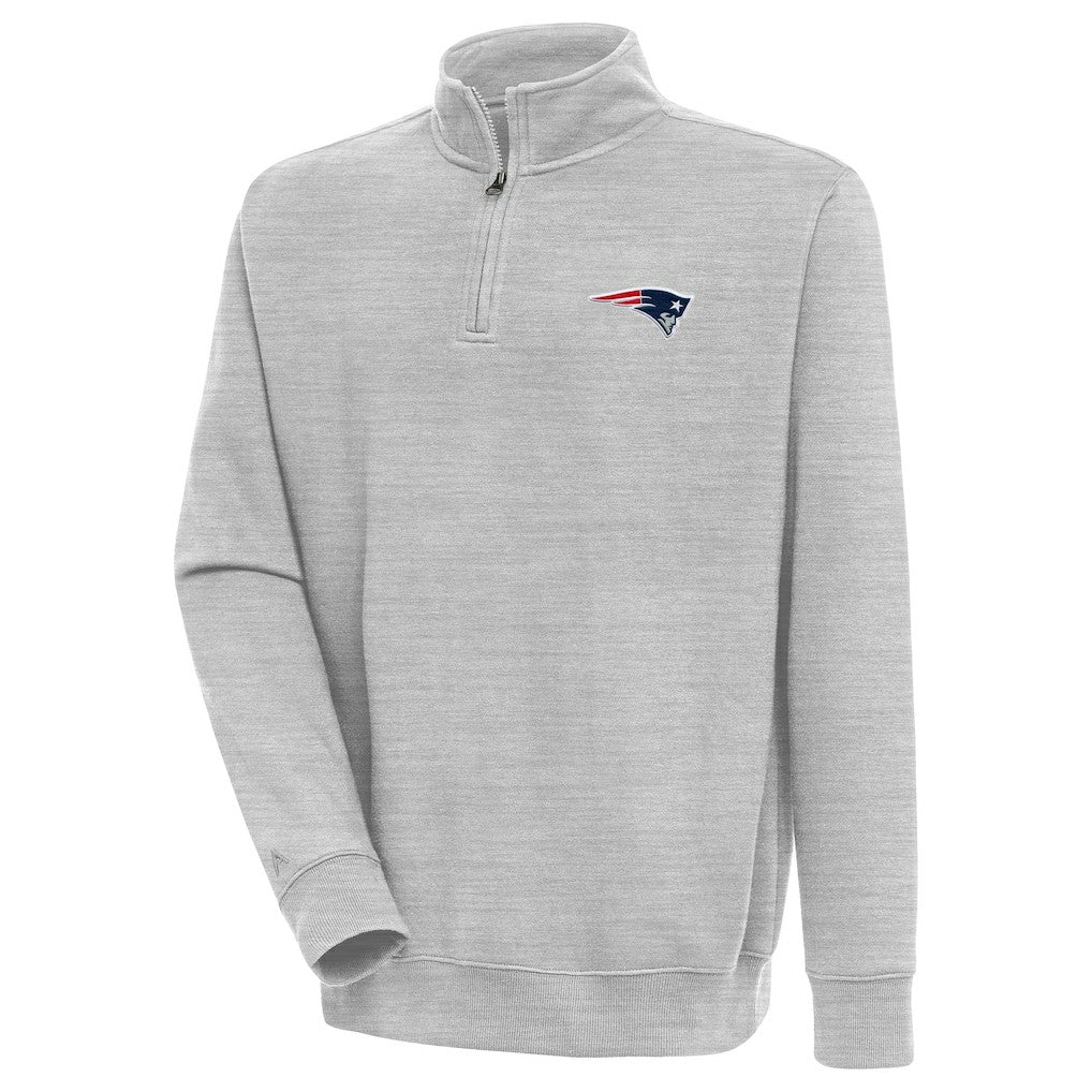 New England Patriots Antigua Victory Quarter-Zip Pullover Top - Heather Gray Pullover