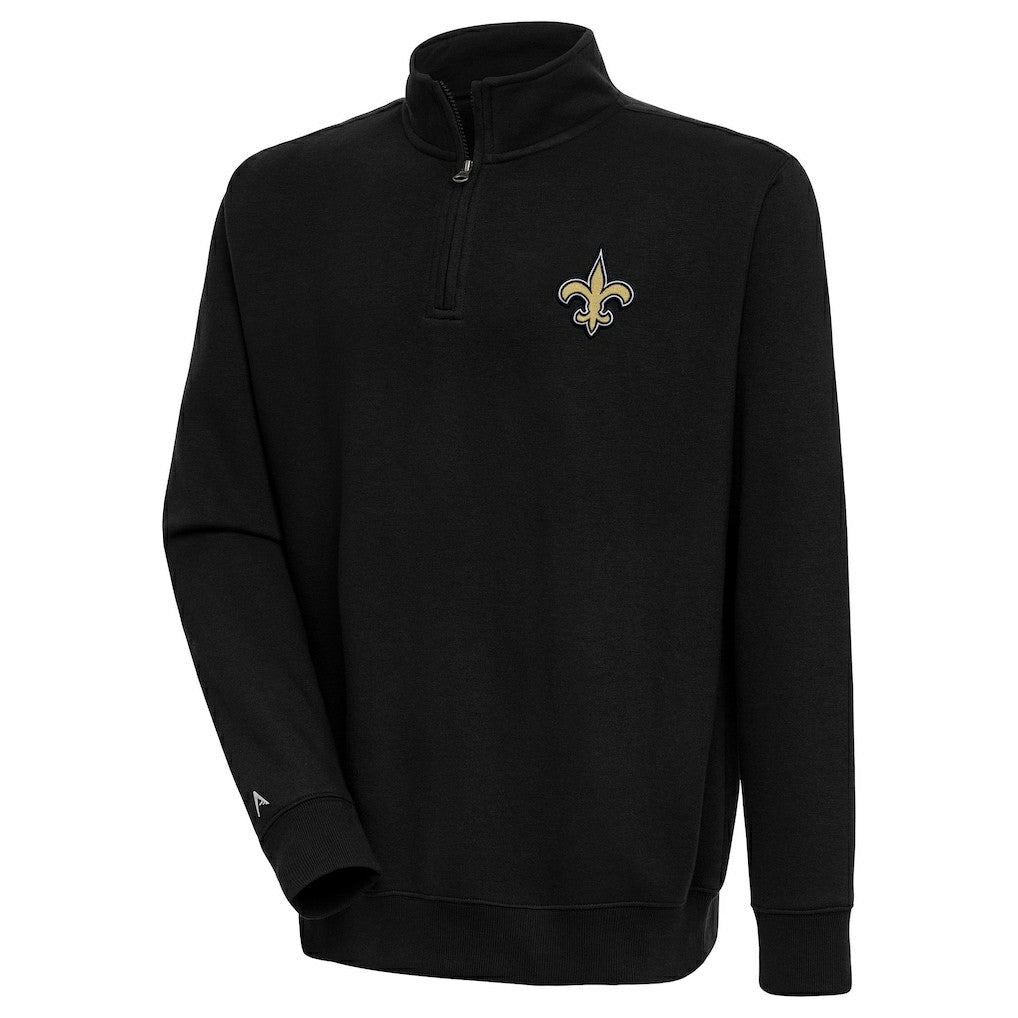 New Orleans Saints Antigua Victory Quarter-Zip Pullover Top - Black Pullover