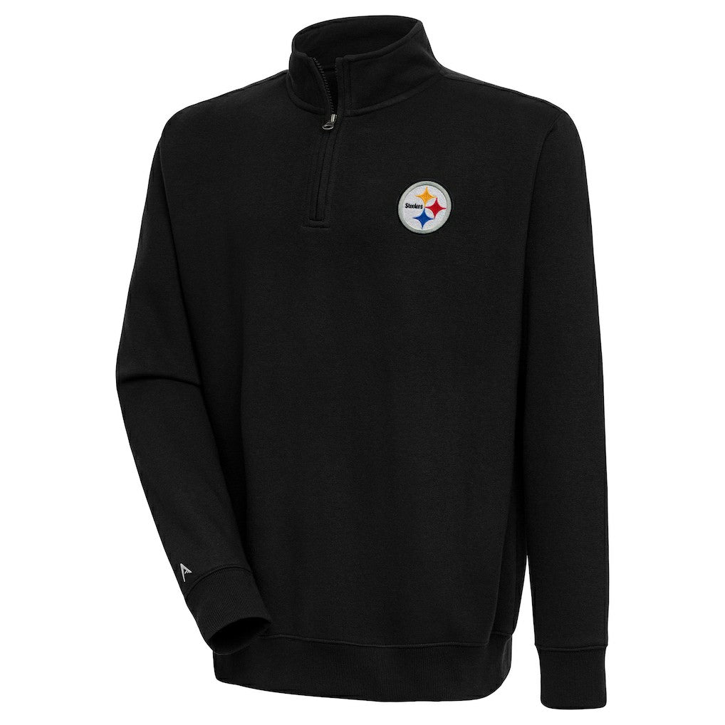 Pittsburgh Steelers Antigua Victory Quarter-Zip Pullover Top - Black Pullover