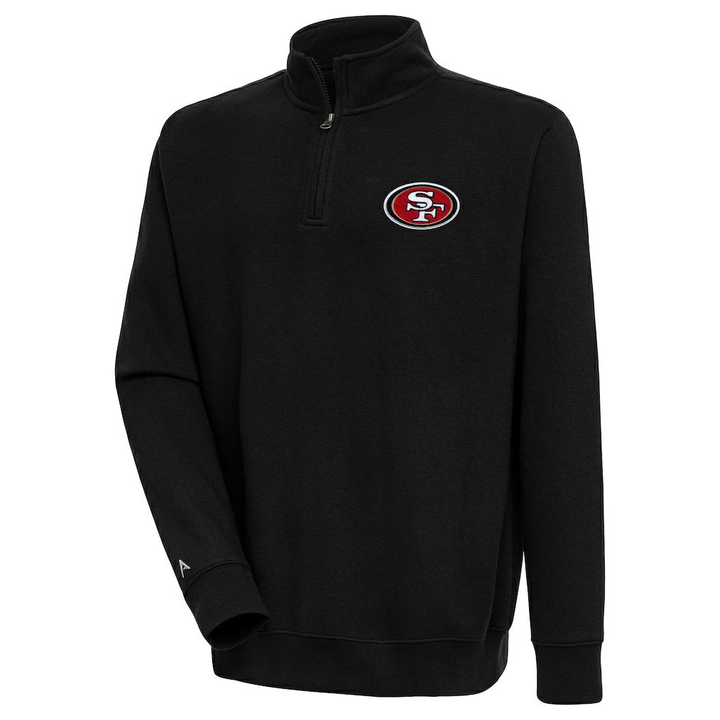 San Francisco 49ers Antigua Victory Quarter-Zip Pullover Top - Black Pullover