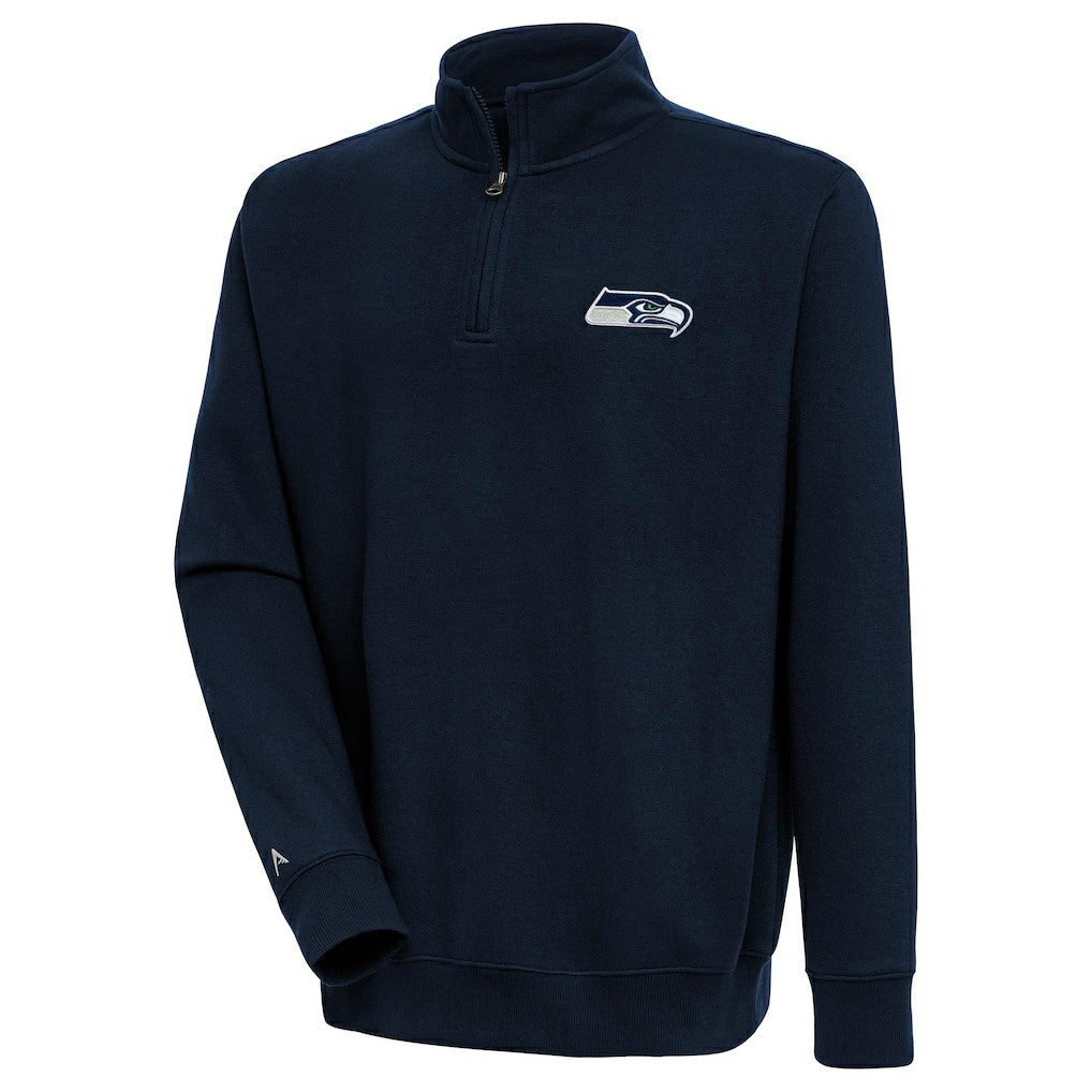 Seattle Seahawks Antigua Victory Quarter-Zip Pullover Top - College Navy Pullover