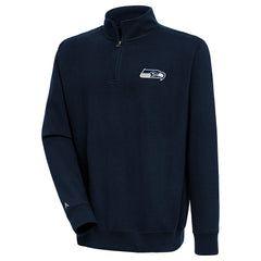 Seattle Seahawks Antigua Victory Quarter-Zip Pullover Top - College Navy Pullover