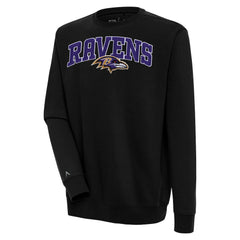 Baltimore Ravens Antigua Victory Chenille Pullover Sweatshirt - Black Pullover