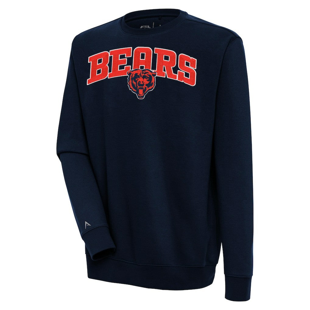 Chicago Bears Antigua Victory Chenille Pullover Sweatshirt - Navy Pullover