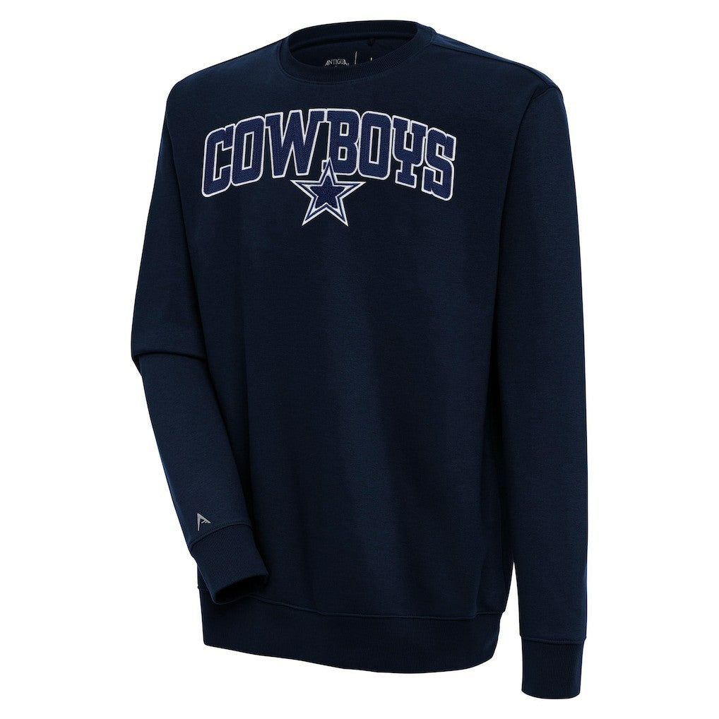 Dallas Cowboys Antigua Victory Chenille Pullover Sweatshirt - Navy Pullover