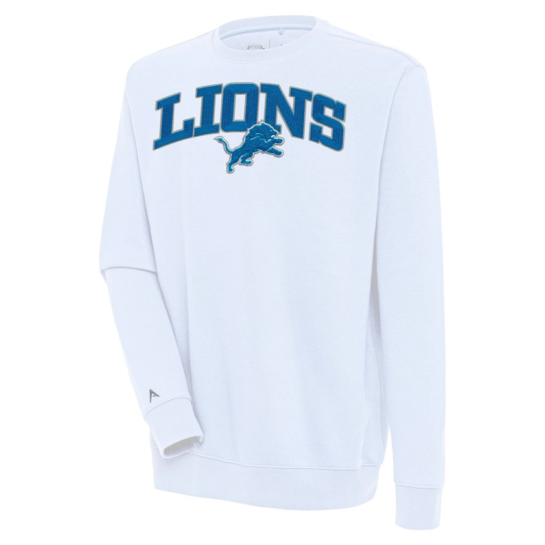 Detroit Lions Antigua Victory Chenille Pullover Sweatshirt - White Pullover
