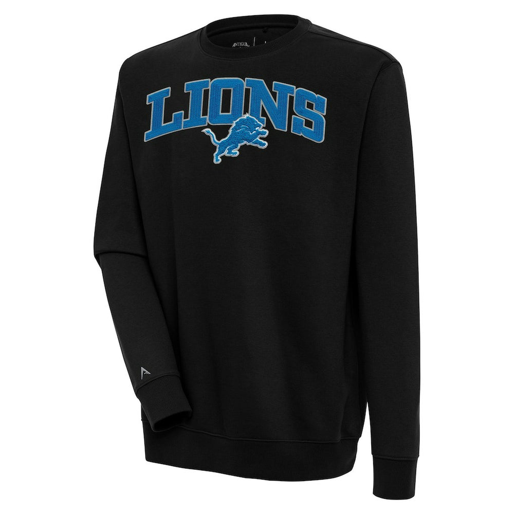 Detroit Lions Antigua Victory Chenille Pullover Sweatshirt - Black Pullover