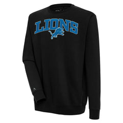 Detroit Lions Antigua Victory Chenille Pullover Sweatshirt - Black Pullover