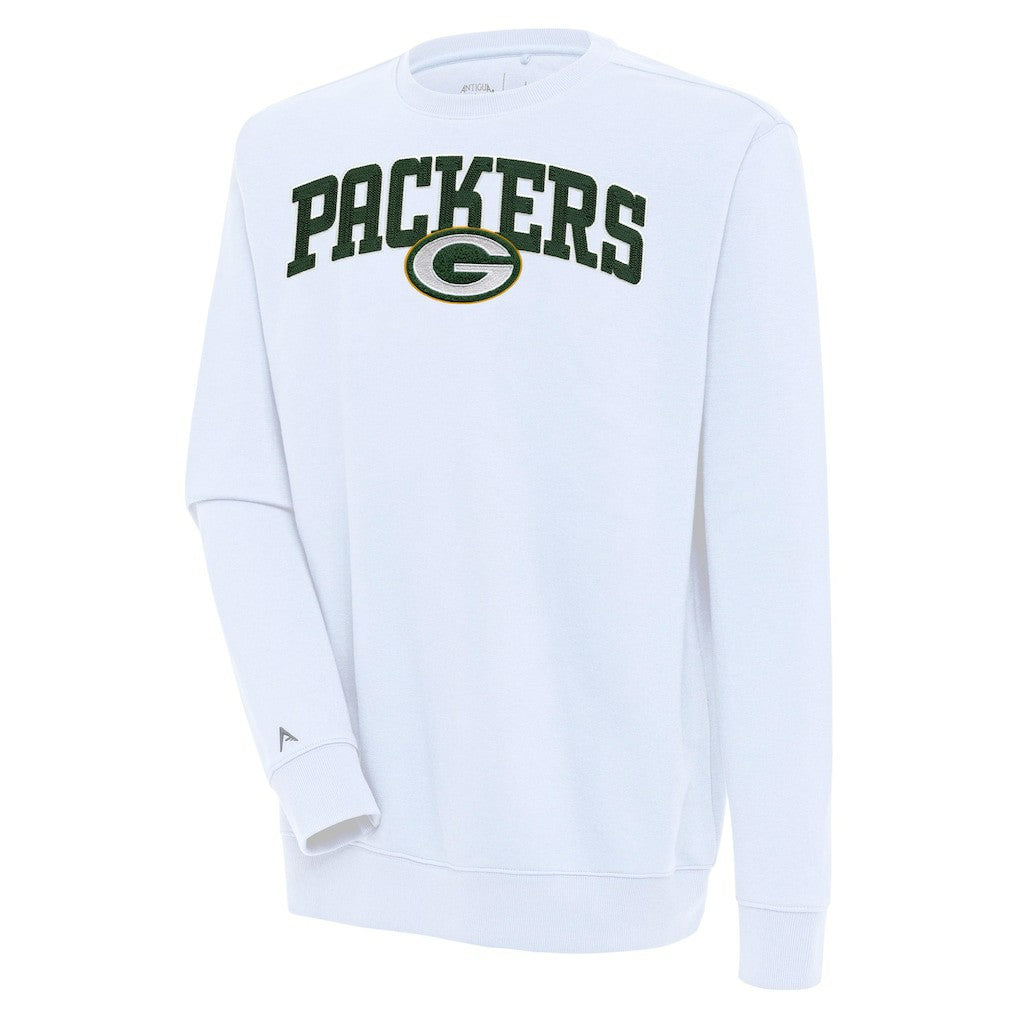 Green Bay Packers Antigua Victory Chenille Pullover Sweatshirt - White Pullover