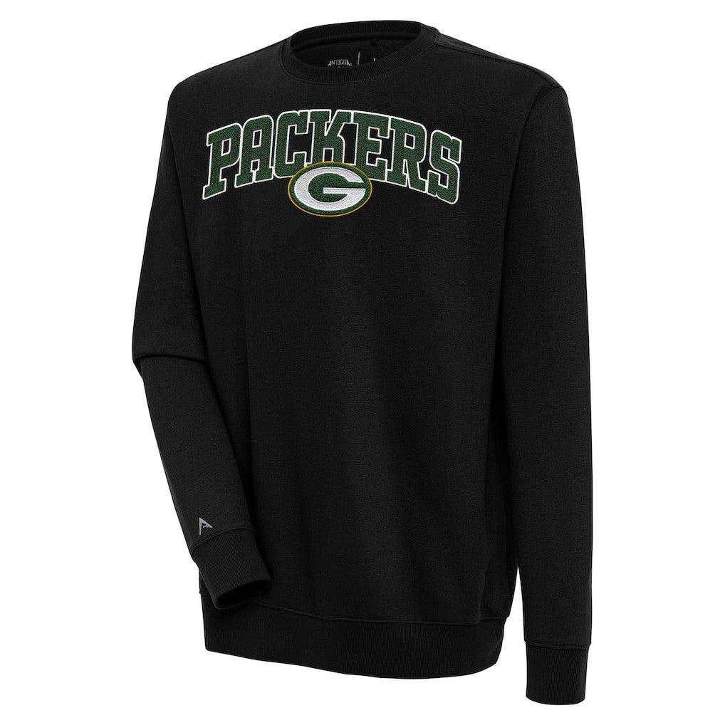 Green Bay Packers Antigua Victory Chenille Pullover Sweatshirt - Black Pullover