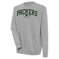 Green Bay Packers Antigua Victory Chenille Pullover Sweatshirt - Heather Gray Pullover
