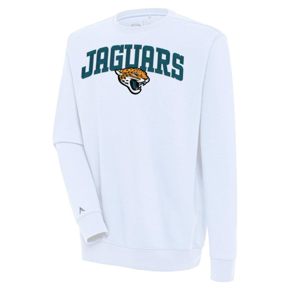 Jacksonville Jaguars Antigua Victory Chenille Pullover Sweatshirt - White Pullover